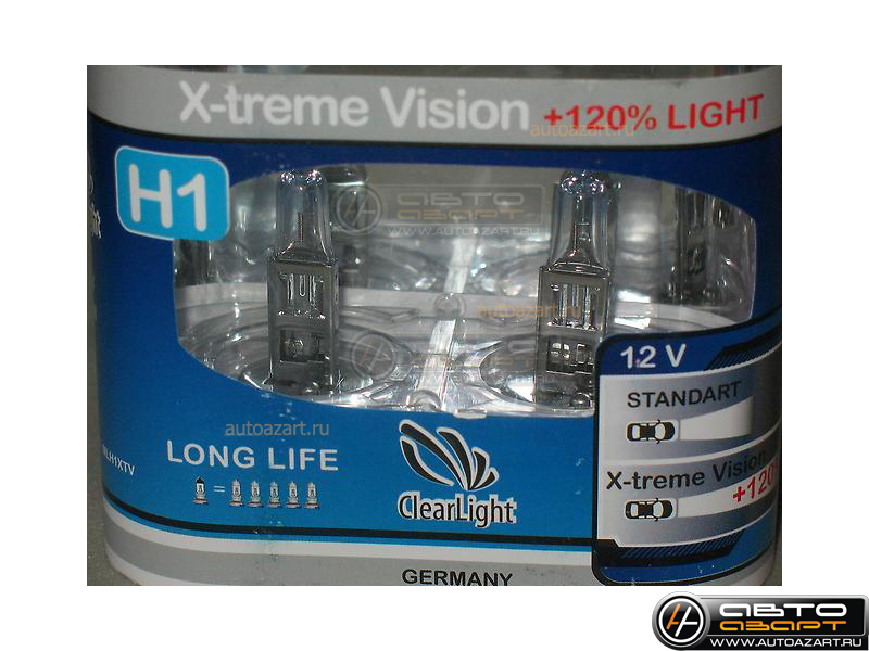 Галогеновые лампы Clearlight H1 12V 55w X-treme Vision +120% Light 2шт купить с доставкой, автозвук, pride, amp, ural, bulava, armada, headshot, focal, morel, ural molot