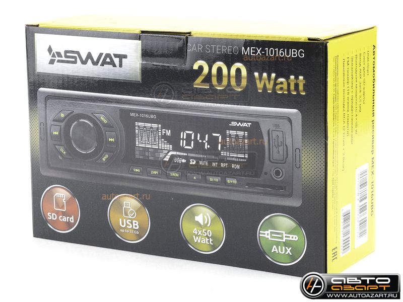 Ресивер-USB Swat MEX-1016UBG 4x50вт MP3/USB/SD/ купить с доставкой, автозвук, pride, amp, ural, bulava, armada, headshot, focal, morel, ural molot