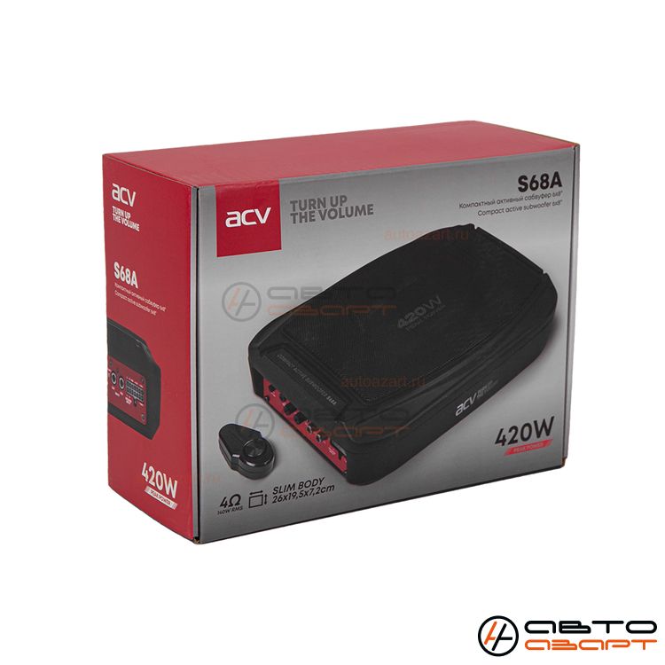Сабвуфер корпусной активный ACV S68A | 6*8" | RMS 140W | BassBoost | ПОД СИДЕНЬЕ купить с доставкой, автозвук, pride, amp, ural, bulava, armada, headshot, focal, morel, ural molot