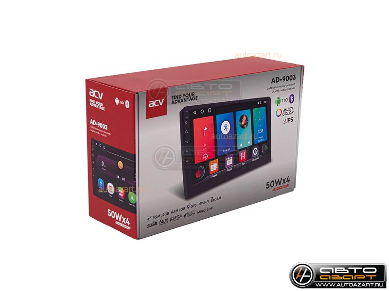 Ресивер-Мультимедиа ACV AD-9003 | 9" | QLED | Android 13 | 1280*720 | 2+32Гб | FM/USB/RDS/SD/4*50/BT/GPS/WiFi (20шт) купить с доставкой, автозвук, pride, amp, ural, bulava, armada, headshot, focal, morel, ural molot