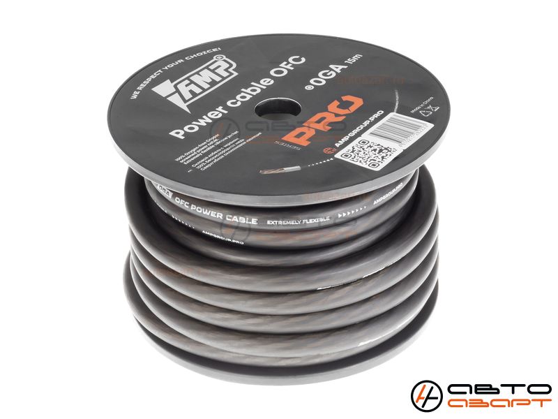 Провод силовой AMP PRO 0Ga OFC Extremely flexible Черный (15м) медь 100% купить с доставкой, автозвук, pride, amp, ural, bulava, armada, headshot, focal, morel, ural molot