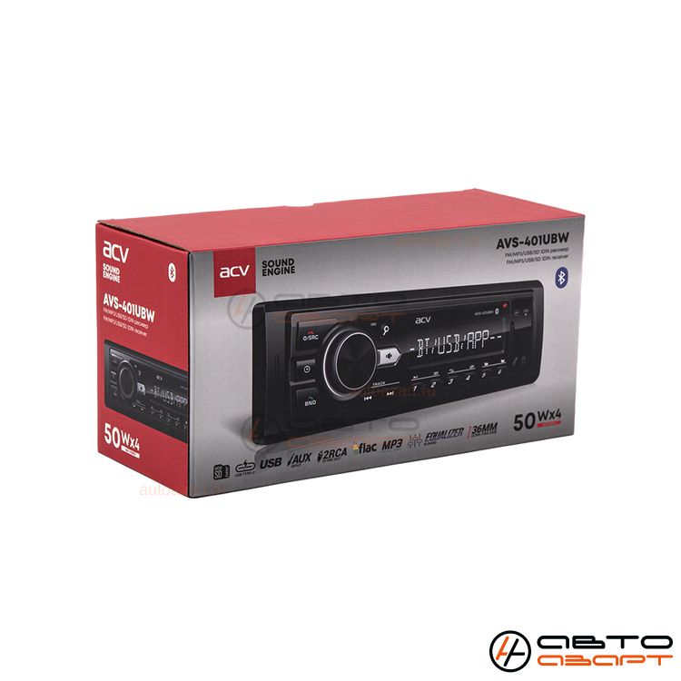 Ресивер-USB ACV AVS-401UBW (1din/База 36мм/белая/Bluetooth/USB/TYPE-C/AUX/SD/FM/4*50) купить с доставкой, автозвук, pride, amp, ural, bulava, armada, headshot, focal, morel, ural molot