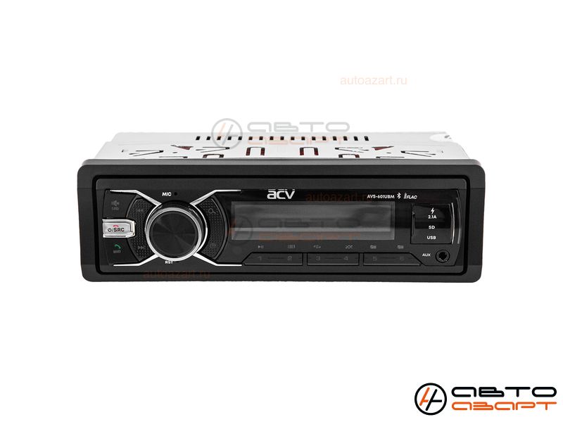 Ресивер-USB ACV AVS-601UBM (1din/мультицвет/BT/2 USB/AUX/SD/FM/3RCA/SUB/5 зон подсветки/4*50) купить с доставкой, автозвук, pride, amp, ural, bulava, armada, headshot, focal, morel, ural molot
