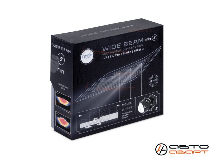 Модули светодиодные, линза MTF Light линзованные Bi-LED серия WideBeam Mini, 12В, 55Вт, 5500К, 2", 2шт. | WM59R | купить с доставкой, автозвук, pride, amp, ural, bulava, armada, headshot, focal, morel, ural molot