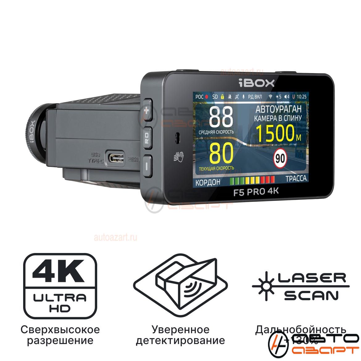 Комбо-устройство iBOX F5 PRO 4K LaserScan WiFi Signature Dual купить с доставкой, автозвук, pride, amp, ural, bulava, armada, headshot, focal, morel, ural molot